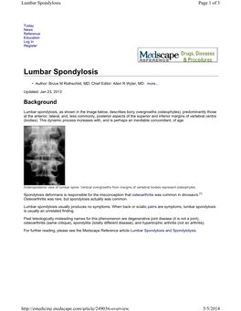 Lumbar Spondylosis Page 1 of 3