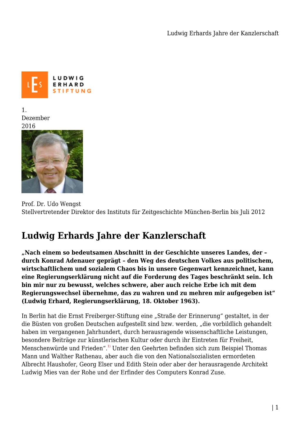 Ludwig Erhards Jahre Der Kanzlerschaft