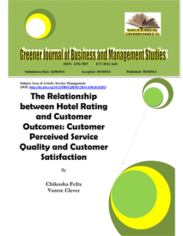 The Relationship Between Hotel Rating and Customer Outcomes: Customer Perceived Service Quality and Customer Satisfaction