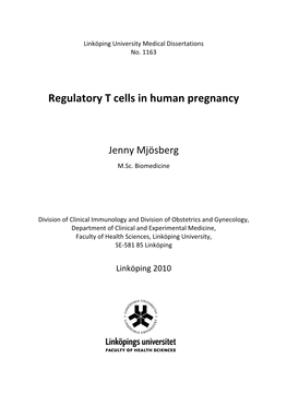 Regulatory T Cells in Human Pregnancy