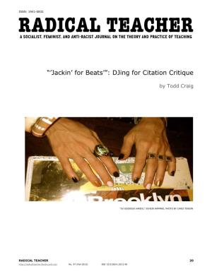 “'Jackin' for Beats'”: Djing for Citation Critique
