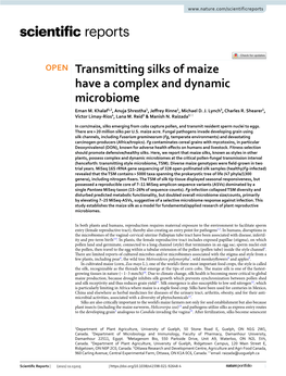 Transmitting Silks of Maize Have a Complex and Dynamic Microbiome Eman M