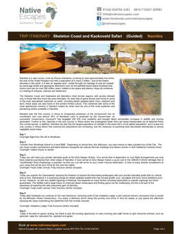 TRIP ITINERARY Skeleton Coast and Kaokoveld Safari (Guided) Namibia