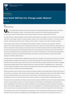 How Much Will the U.S. Change Under Obama? | the Washington Institute