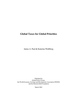 Global Taxes for Global Priorities