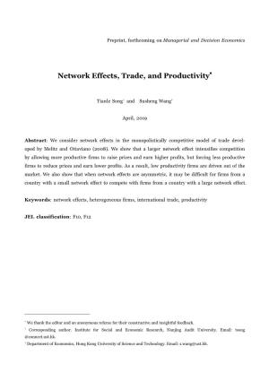 Network Effects, Trade, and Productivity