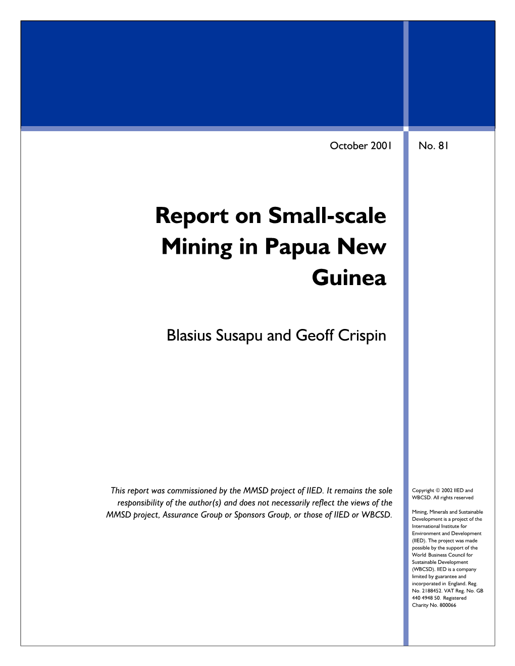 Report on Small-Scale Mining in Papua New Guinea