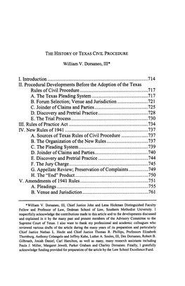 The History of Texas Civil Procedure