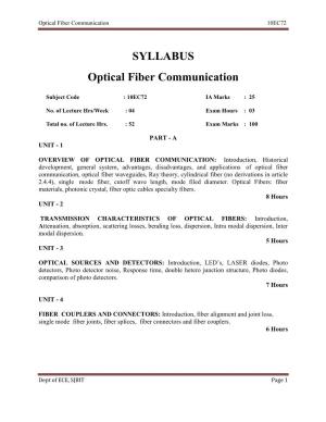 SYLLABUS Optical Fiber Communication