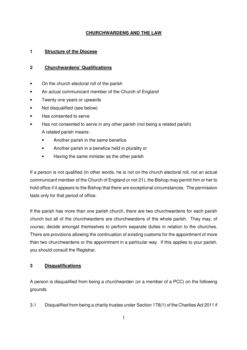 CHURCHWARDENS and the LAW 1 Structure of the Diocese 2