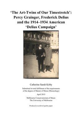 Percy Grainger, Frederick Delius and the 1914–1934 American ‘Delius Campaign’