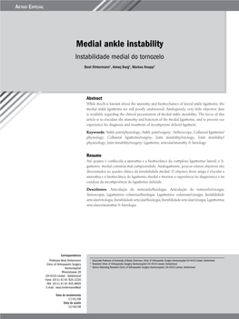Medial Ankle Instability Instabilidade Medial Do Tornozelo