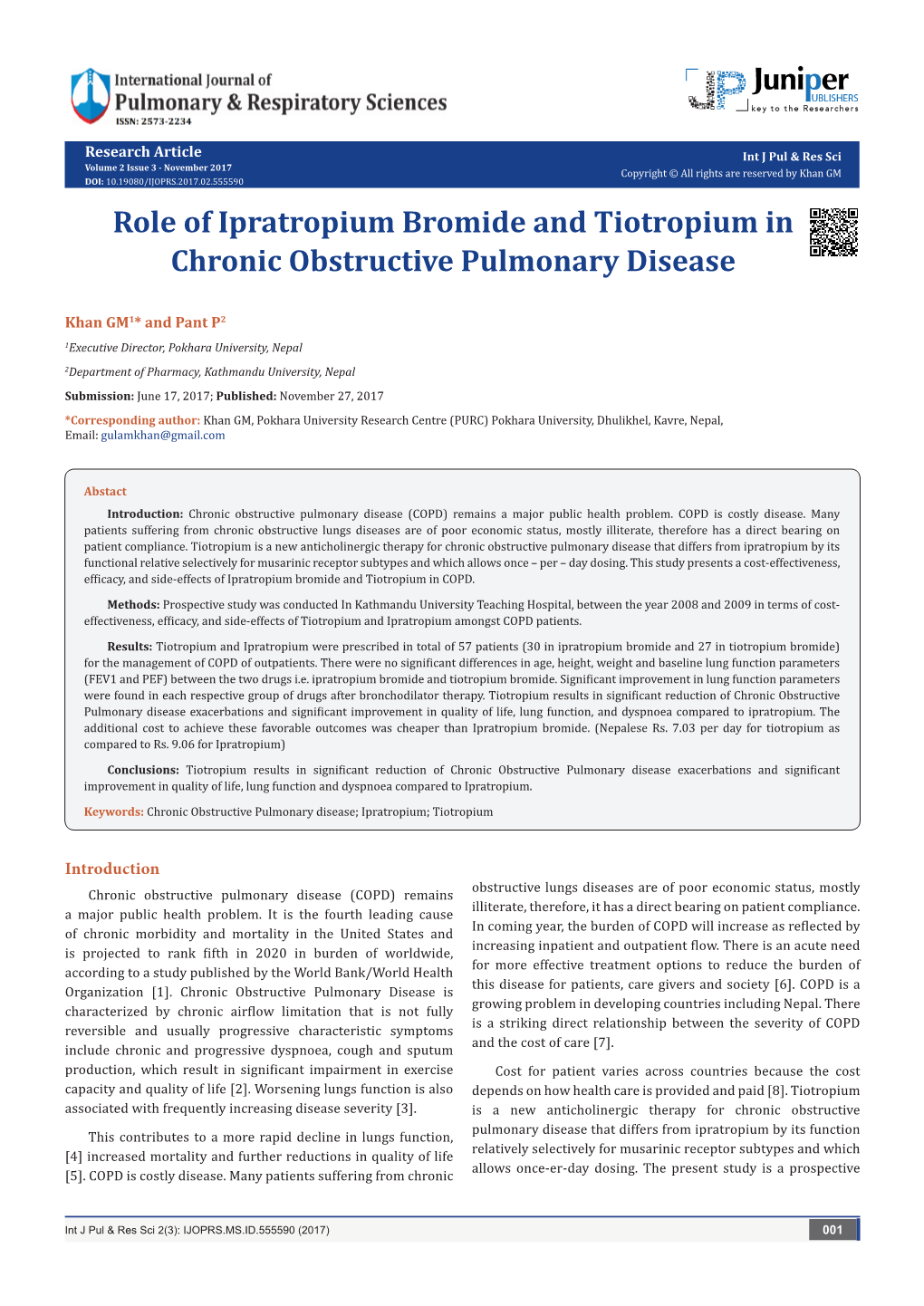 Role of Ipratropium Bromide and Tiotropium in Chronic Obstructive Pulmonary Disease