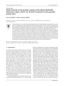 Sn, W and Ti Minerals in Intra-Granitic Quartz Veins