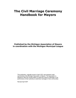 The Civil Marriage Ceremony Handbook for Mayors