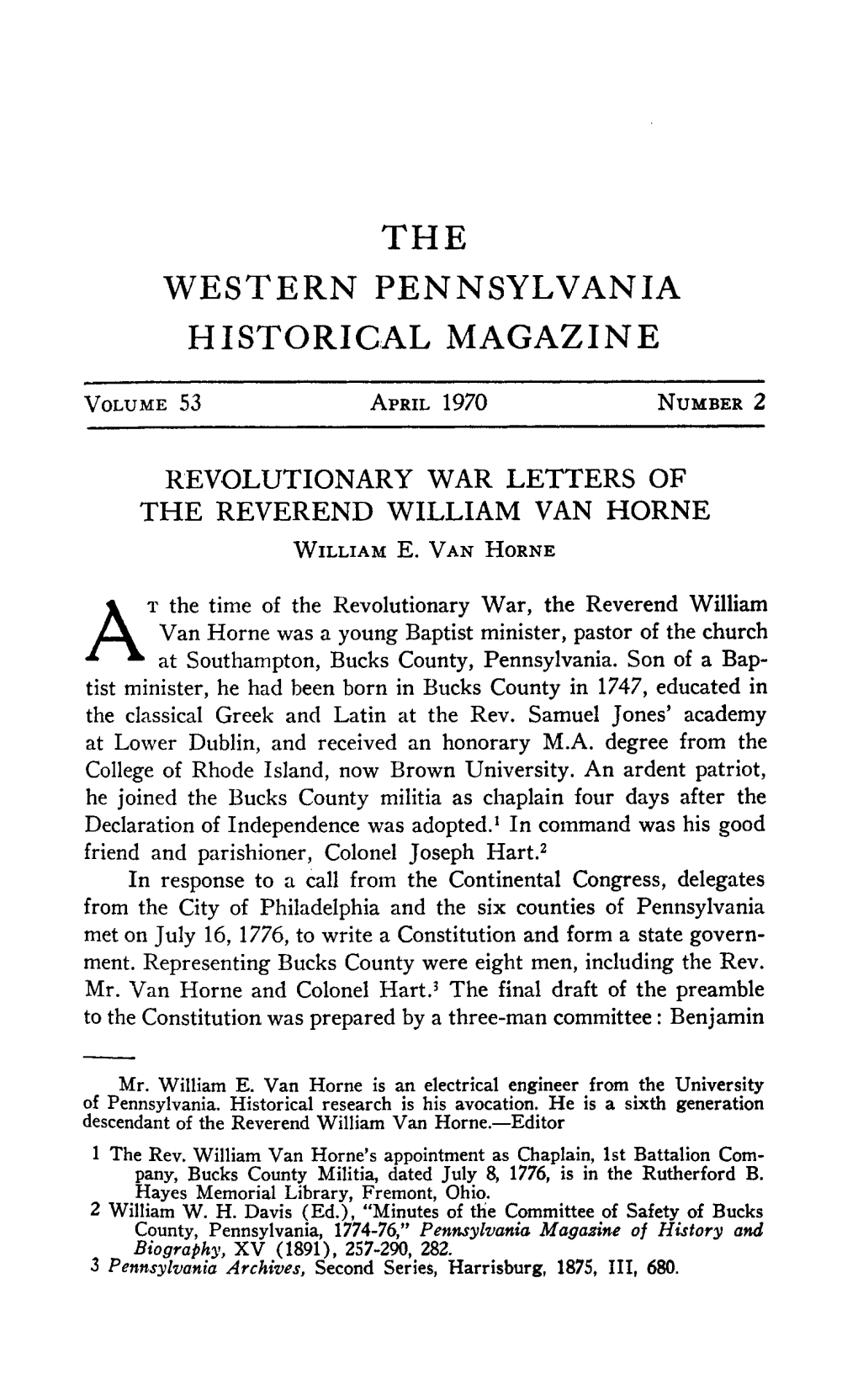 Western Pennsylvania Historical Magazine —