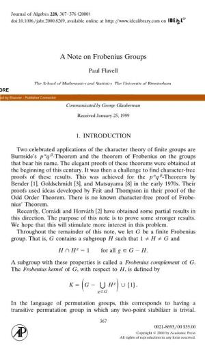 A Note on Frobenius Groups