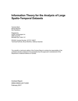 Information Theory for the Analysis of Large Spatio-Temporal Datasets