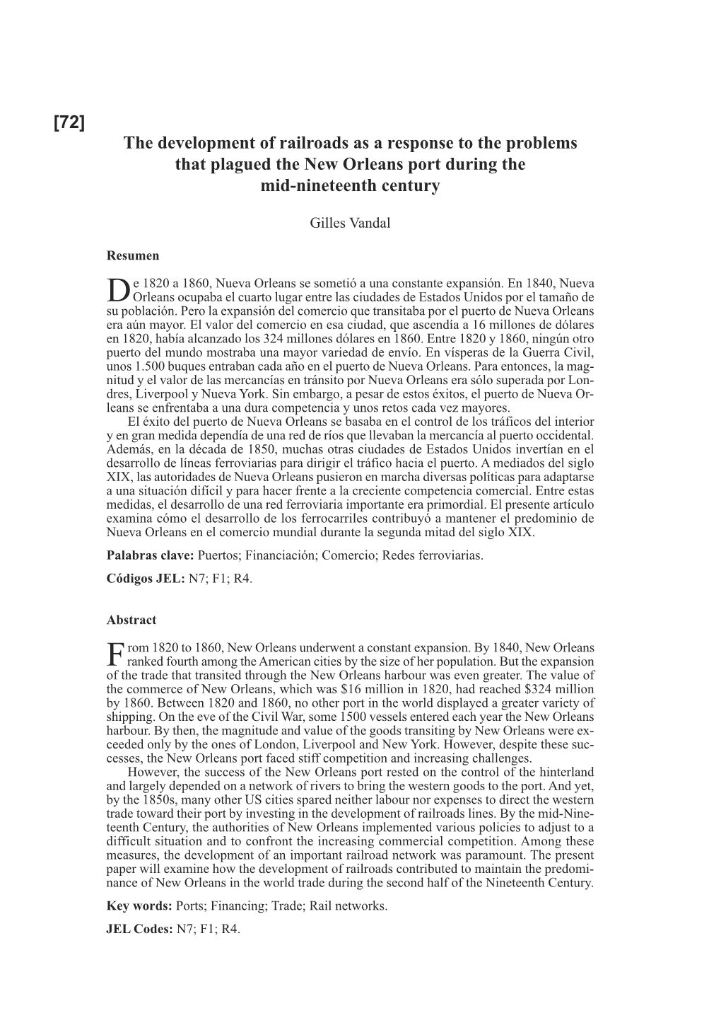 The Development of Railroads As a Response to the Problems That Plagued the New Orleans Port During the Mid-Nineteenth Century