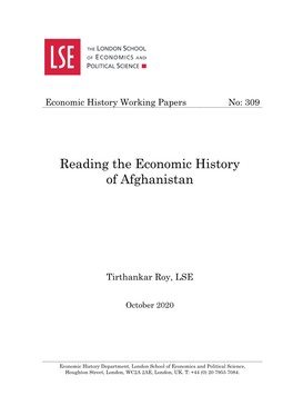 Reading the Economic History of Afghanistan∗ Tirthankar Roy