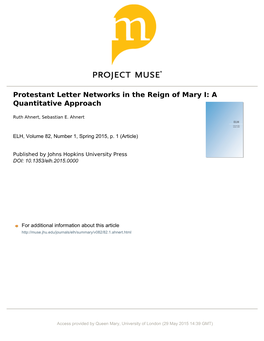 Protestant Letter Networks in the Reign of Mary I: a Quantitative Approach by Ruth Ahnert and Sebastian E