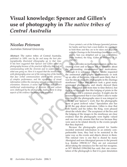 Spencer and Gillen's Use of Photography in the Native Tribes Of