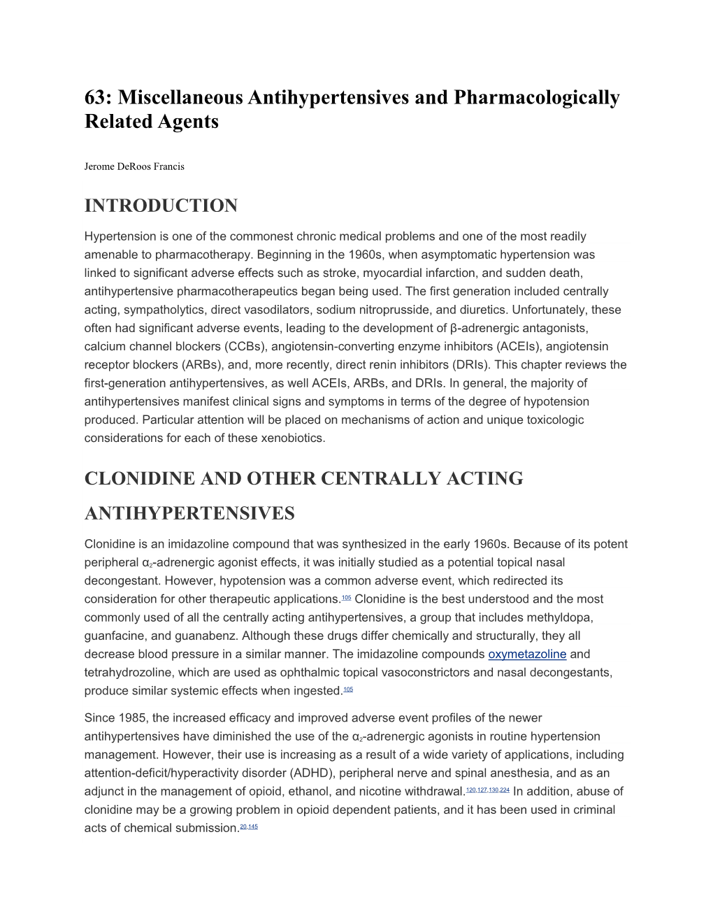 63: Miscellaneous Antihypertensives and Pharmacologically Related Agents