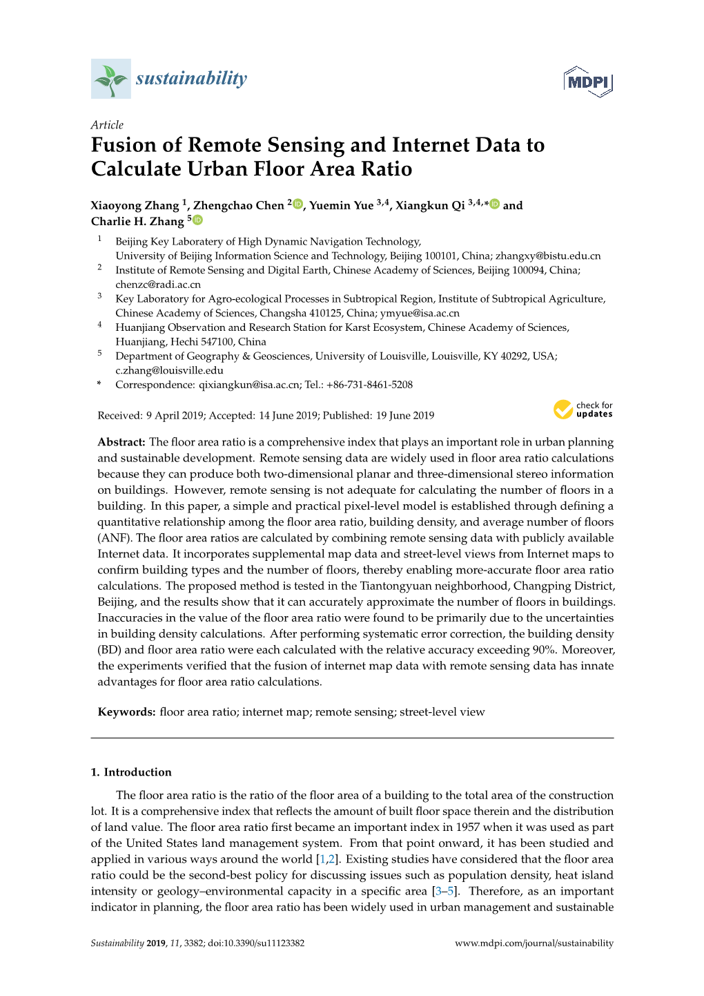 Fusion of Remote Sensing and Internet Data to Calculate Urban Floor Area Ratio