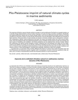 Plio-Pleistocene Imprint of Natural Climate Cycles in Marine Sediments