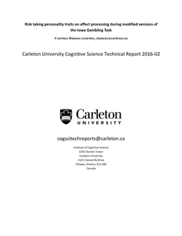 Risk Taking Personality Traits on Affect Processing During Modified Versions of the Iowa Gambling Task