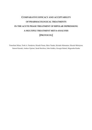Comparative Efficacy and Acceptability of Pharmacological Treatments in the Acute Phase Treatment of Bipolar Depression: a Multi