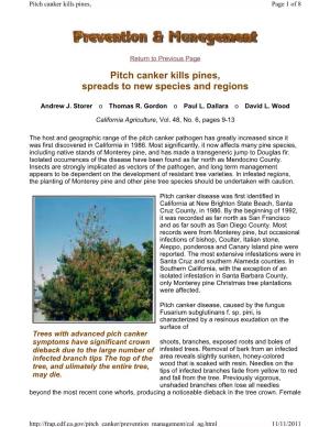 Pitch Canker Kills Pines, Spreads to New Species and Regions