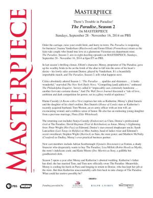 The Paradise, Season 2 on MASTERPIECE Sundays, September 28 - November 16, 2014 on PBS