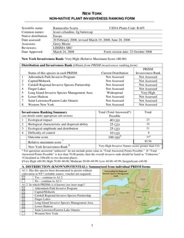 (2008). New York Non-Native Plant Invasiveness Ranking Form