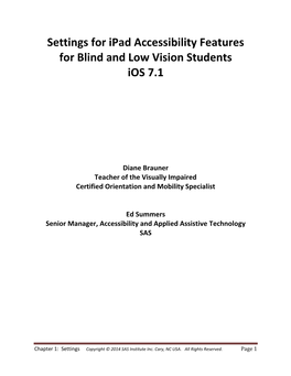 Settings for Ipad Accessibility Features for Blind and Low Vision Students Ios 7.1