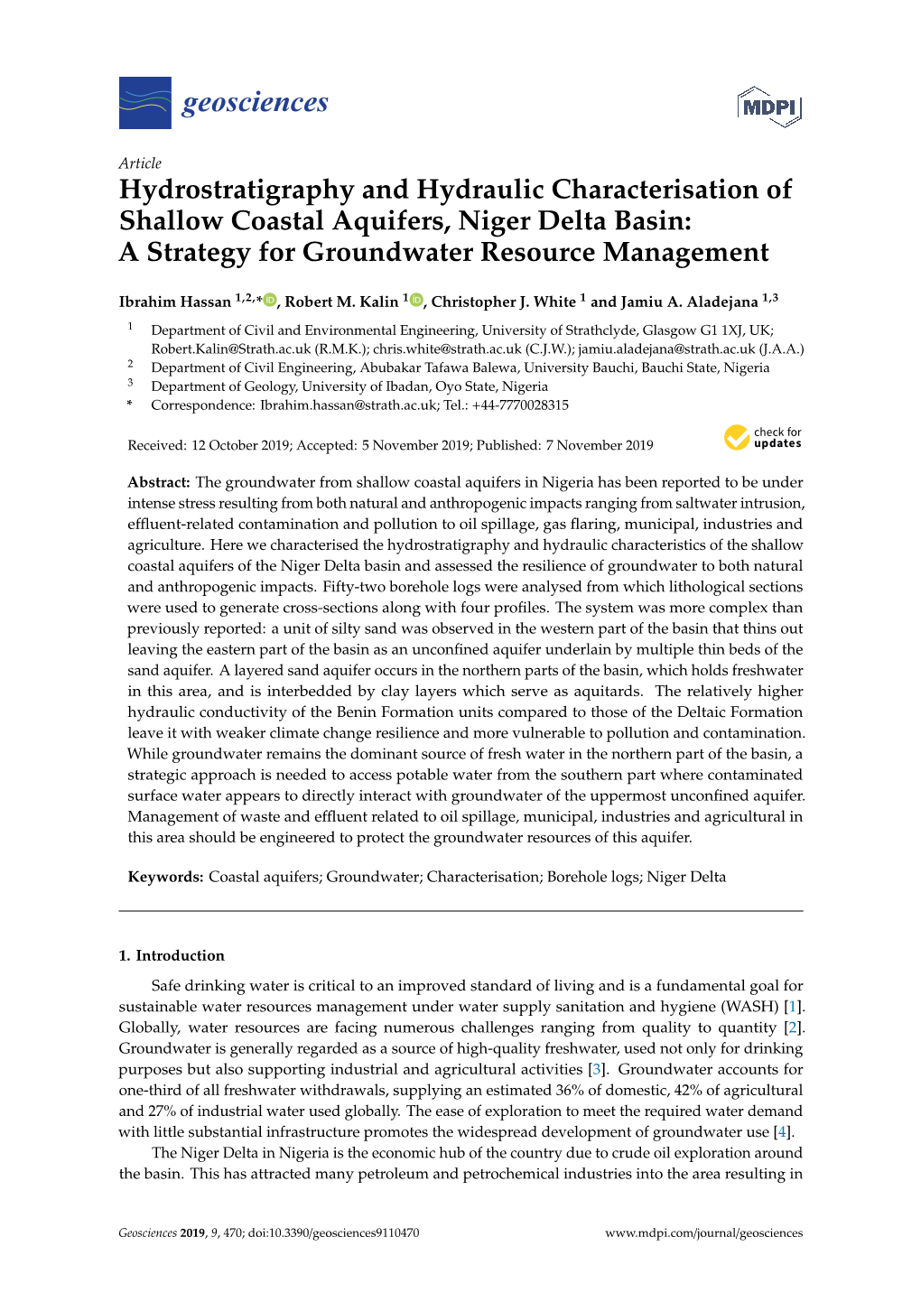 Hydrostratigraphy and Hydraulic Characterisation of Shallow Coastal Aquifers, Niger Delta Basin: a Strategy for Groundwater Resource Management