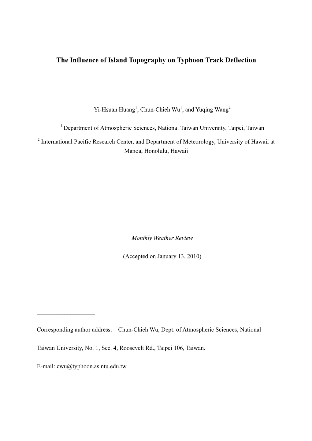 The Influence of Island Topography on Typhoon Track Deflection