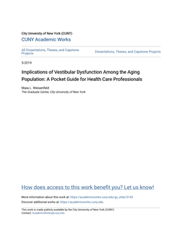 Implications of Vestibular Dysfunction Among the Aging Population: a Pocket Guide for Health Care Professionals