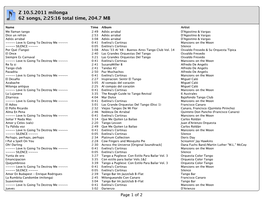 Z 10.5.2011 Milonga 62 Songs, 2:25:16 Total Time, 204.7 MB