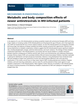 Metabolic and Body Composition Effects of Newer Antiretrovirals in HIV-Infected Patients