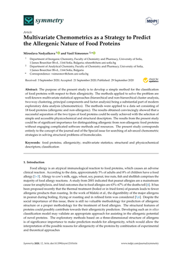 Multivariate Chemometrics As a Strategy to Predict the Allergenic Nature of Food Proteins