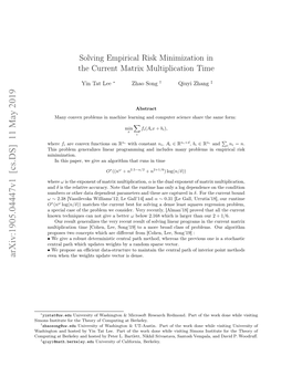 Solving Empirical Risk Minimization in the Current Matrix Multiplication Time
