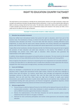 Right to Education Country Factsheet Kenya