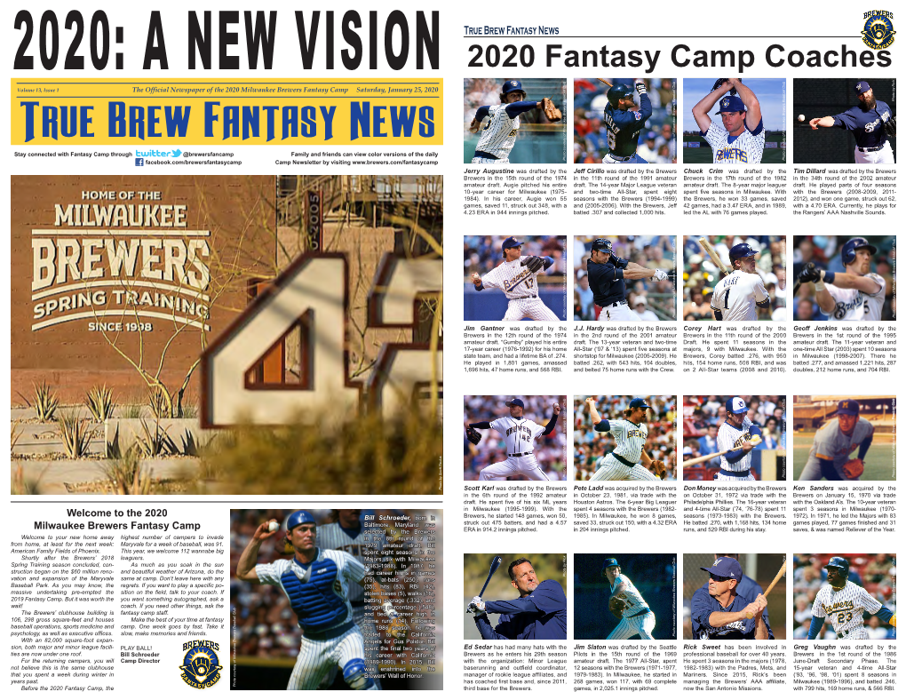 A NEW VISION 2020 Fantasy Camp Coaches