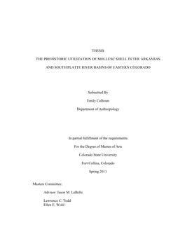 Ii THESIS the PREHISTORIC UTILIZATION of MOLLUSC SHELL