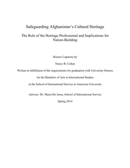 Safeguarding Afghanistan's Cultural Heritage 2