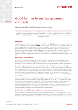 Good Faith in Jersey Law Governed Contracts.Docx