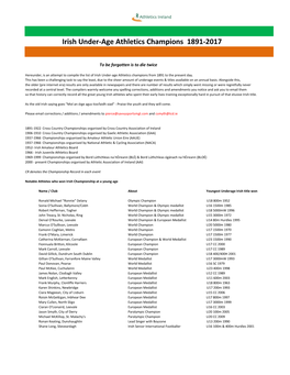 Irish Under-Age Athletics Champions 1891-2017