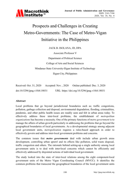 The Case of Metro-Vigan Initiative in the Philippines