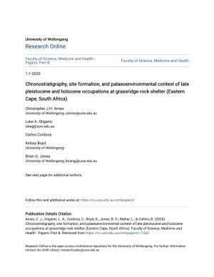 Chronostratigraphy, Site Formation, and Palaeoenvironmental Context Of